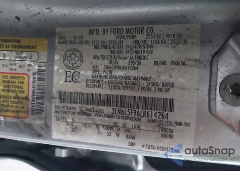 2020 Lincoln Mkz Reserve из США, поврежденный, VIN 3LN6L5F96LR614264